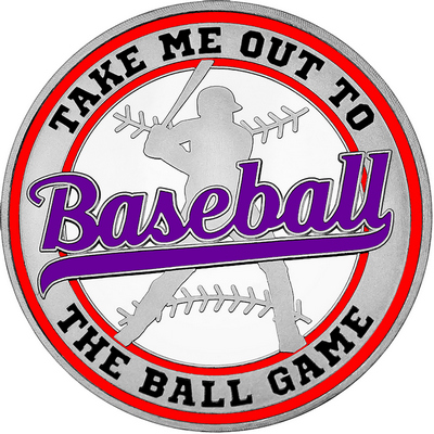 Purple "Baseball" with Red Outer Circular Borders